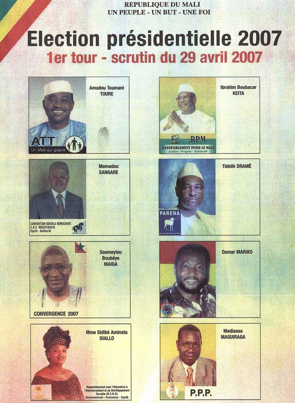 First round of the 29 April 2007 presidential election in Mali 