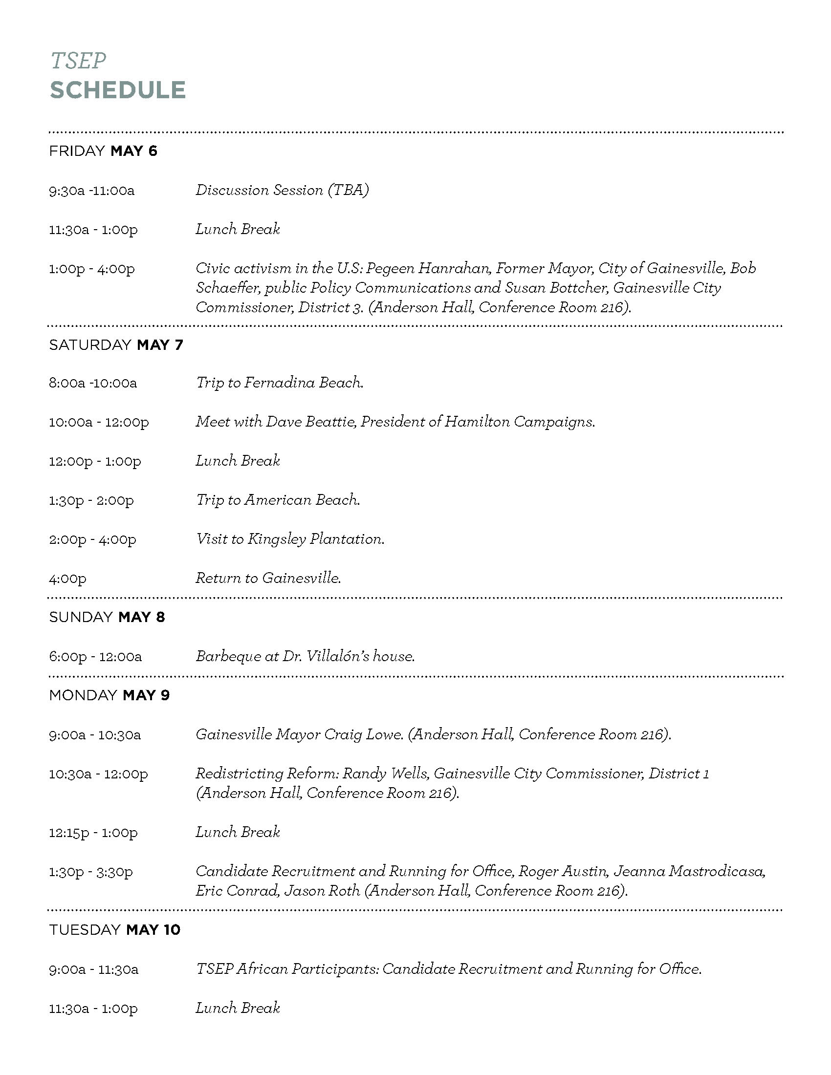 2011 Program Schedule 2